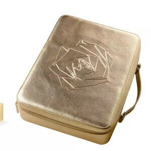 LANCOME MAKEUP CASE GOLD METALLIC SHINE TRAIN CASE